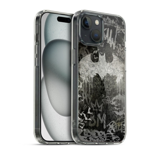Batman DC Comics Vintage Fashion Graffiti Logo Soft Gel Case for Apple iPhone 15