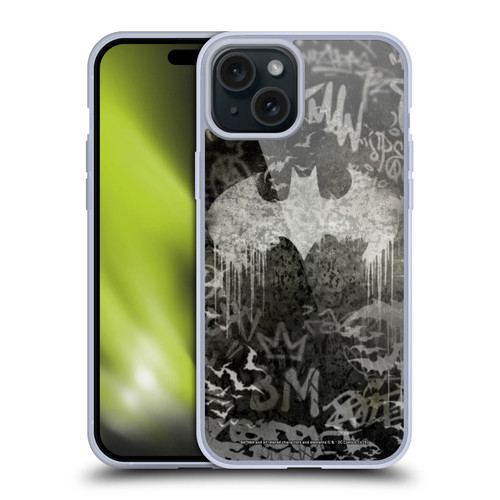 Batman DC Comics Vintage Fashion Graffiti Logo Soft Gel Case for Apple iPhone 15 Plus