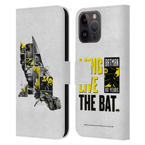Batman DC Comics 80th Anniversary Collage Leather Book Wallet Case Cover For Apple iPhone 15 Pro Max
