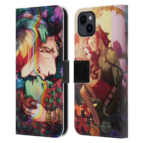 Batman DC Comics Gotham City Sirens Poison Ivy & Harley Quinn Leather Book Wallet Case Cover For Apple iPhone 15 Plus