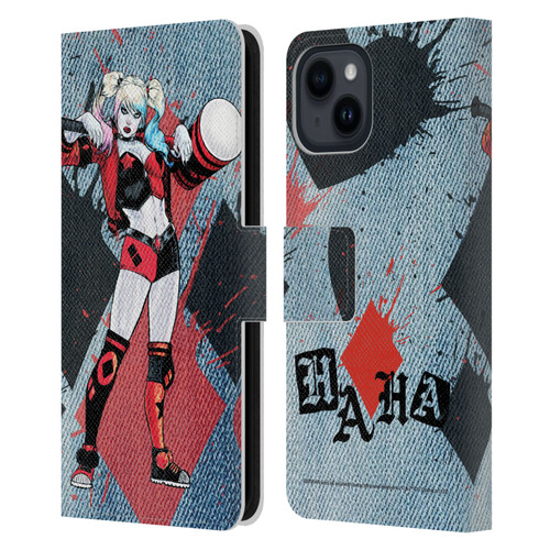 Batman DC Comics Harley Quinn Graphics Mallet Leather Book Wallet Case Cover For Apple iPhone 15