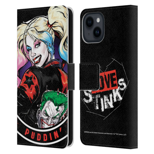 Batman DC Comics Harley Quinn Graphics Puddin Leather Book Wallet Case Cover For Apple iPhone 15