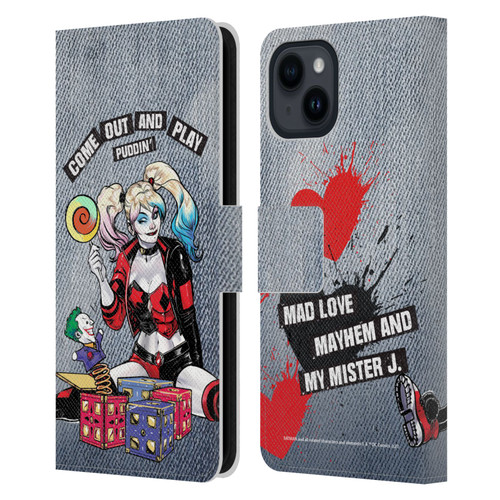 Batman DC Comics Harley Quinn Graphics Toys Leather Book Wallet Case Cover For Apple iPhone 15