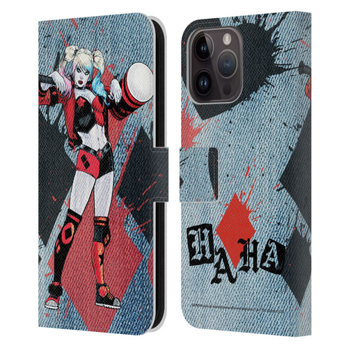 Batman DC Comics Harley Quinn Graphics Mallet Leather Book Wallet Case Cover For Apple iPhone 15 Pro Max