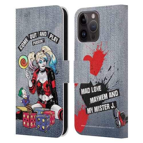 Batman DC Comics Harley Quinn Graphics Toys Leather Book Wallet Case Cover For Apple iPhone 15 Pro Max