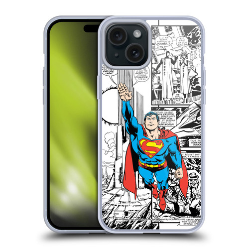 Superman DC Comics Comicbook Art Flight Soft Gel Case for Apple iPhone 15 Plus & MagSafe