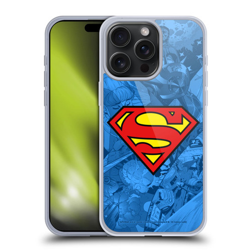 Superman DC Comics Comicbook Art Collage Soft Gel Case for Apple iPhone 15 Pro Max
