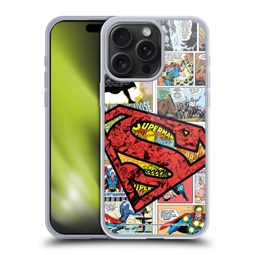 Superman DC Comics Comicbook Art Oversized Logo Soft Gel Case for Apple iPhone 15 Pro Max