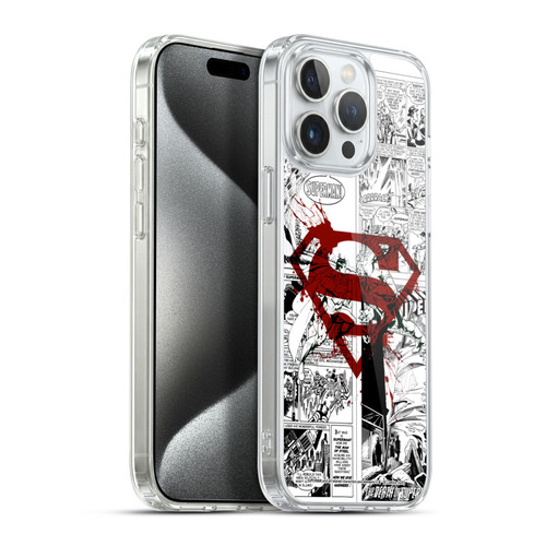 Superman DC Comics Comicbook Art Red Logo Splatter Soft Gel Case for Apple iPhone 15 Pro Max & MagSafe