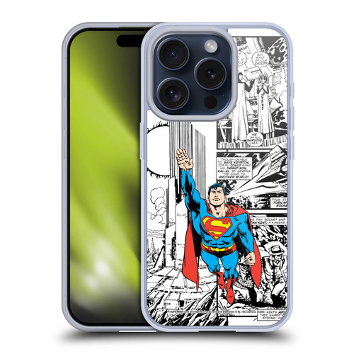 Superman DC Comics Comicbook Art Flight Soft Gel Case for Apple iPhone 15 Pro