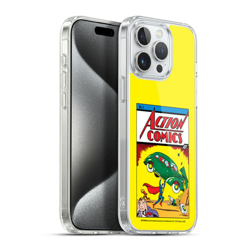 Superman DC Comics Famous Comic Book Covers Action Comics 1 Soft Gel Case for Apple iPhone 15 Pro Max & MagSafe