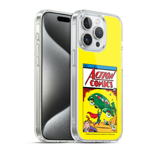Superman DC Comics Famous Comic Book Covers Action Comics 1 Soft Gel Case for Apple iPhone 15 Pro & MagSafe