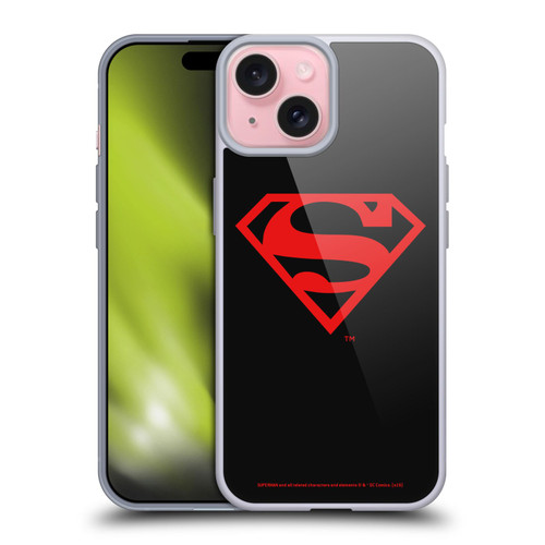 Superman DC Comics Logos Black And Red Soft Gel Case for Apple iPhone 15 Superman DC Comics Logos Black And Red Soft Gel Case for Apple iPhone 15