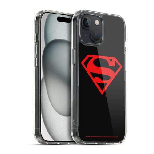 Superman DC Comics Logos Black And Red Soft Gel Case for Apple iPhone 15 & MagSafe