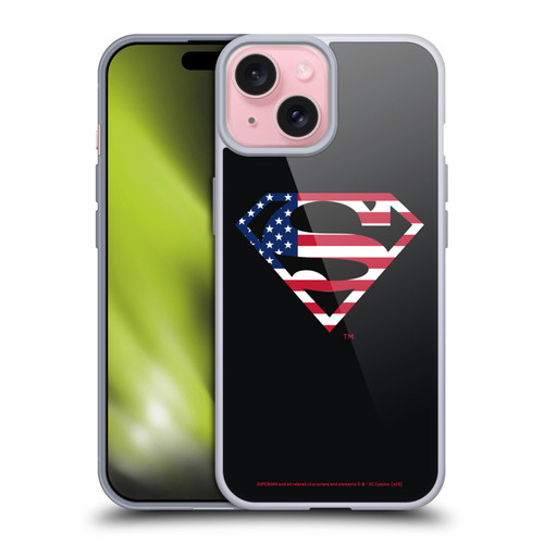 Superman DC Comics Logos U.S. Flag 2 Soft Gel Case for Apple iPhone 15 & MagSafe