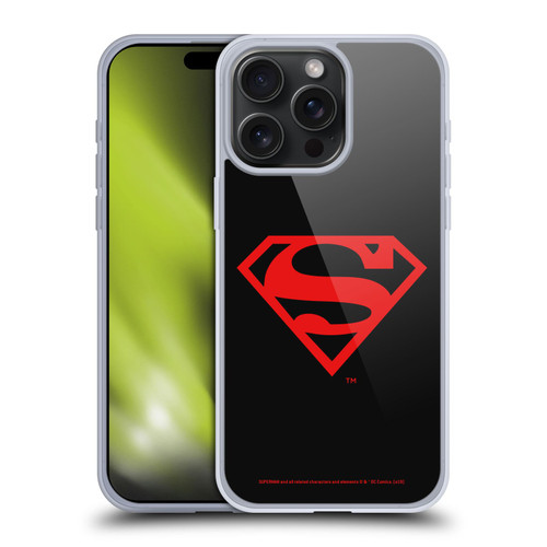 Superman DC Comics Logos Black And Red Soft Gel Case for Apple iPhone 15 Pro Max & MagSafe