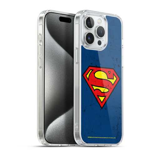 Superman DC Comics Logos Distressed Look Soft Gel Case for Apple iPhone 15 Pro Max & MagSafe