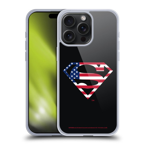 Superman DC Comics Logos U.S. Flag 2 Soft Gel Case for Apple iPhone 15 Pro Max & MagSafe