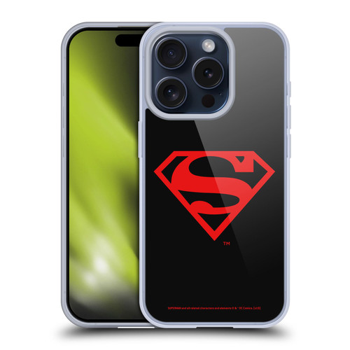 Superman DC Comics Logos Black And Red Soft Gel Case for Apple iPhone 15 Pro & MagSafe