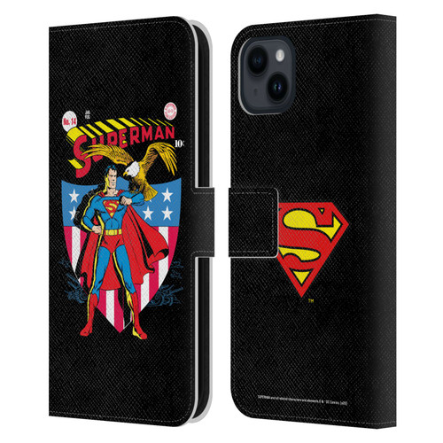 Superman DC Comics Famous Comic Book Covers Number 14 Leather Book Wallet Case Cover For Apple iPhone 15 Plus