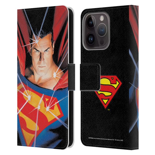 Superman DC Comics Famous Comic Book Covers Alex Ross Mythology Leather Book Wallet Case Cover For Apple iPhone 15 Pro