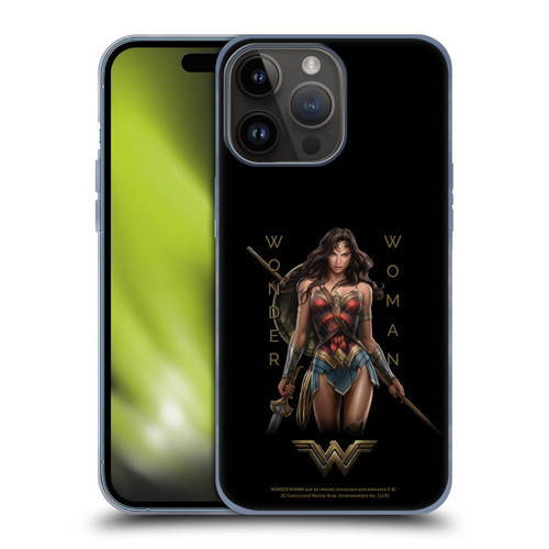 Wonder Woman Movie Character Art Typography Soft Gel Case for Apple iPhone 15 Pro Max