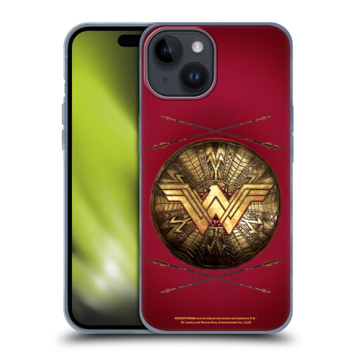 Wonder Woman Movie Logos Shield And Arrows Soft Gel Case for Apple iPhone 15