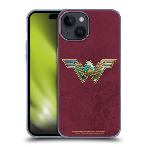 Wonder Woman Movie Logos Themiscyra Soft Gel Case for Apple iPhone 15