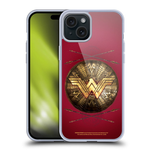 Wonder Woman Movie Logos Shield And Arrows Soft Gel Case for Apple iPhone 15 Plus