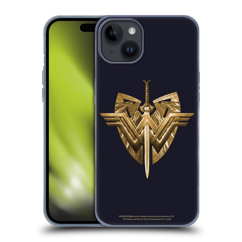 Wonder Woman Movie Logos Sword And Shield Soft Gel Case for Apple iPhone 15 Plus