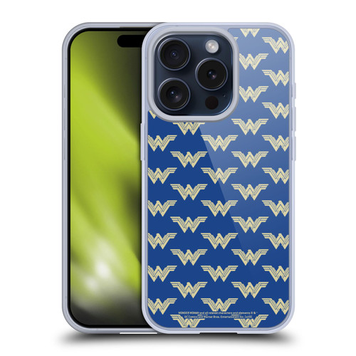 Wonder Woman Movie Logos Pattern Soft Gel Case for Apple iPhone 15 Pro