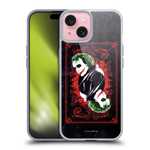 The Dark Knight Graphics Joker Card Soft Gel Case for Apple iPhone 15