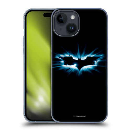 The Dark Knight Graphics Logo Black Soft Gel Case for Apple iPhone 15