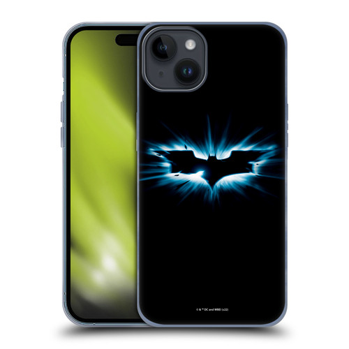 The Dark Knight Graphics Logo Black Soft Gel Case for Apple iPhone 15 Plus
