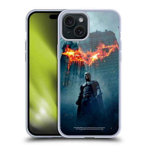 The Dark Knight Key Art Batman Poster Soft Gel Case for Apple iPhone 15 Plus