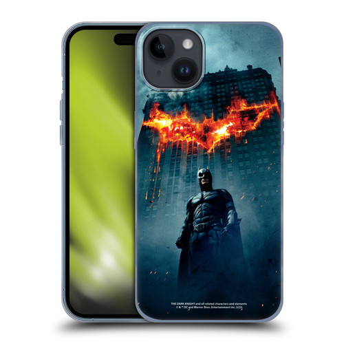 The Dark Knight Key Art Batman Poster Soft Gel Case for Apple iPhone 15 Plus