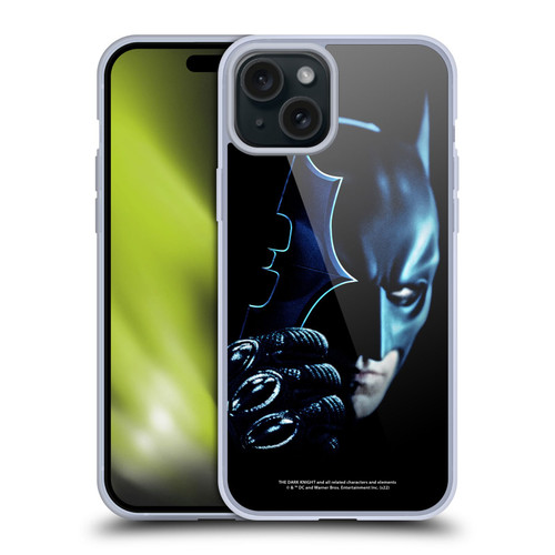 The Dark Knight Key Art Batman Batarang Soft Gel Case for Apple iPhone 15 Plus