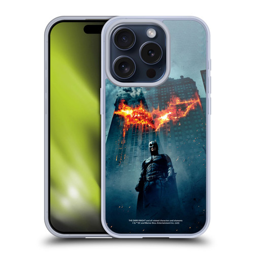 The Dark Knight Key Art Batman Poster Soft Gel Case for Apple iPhone 15 Pro