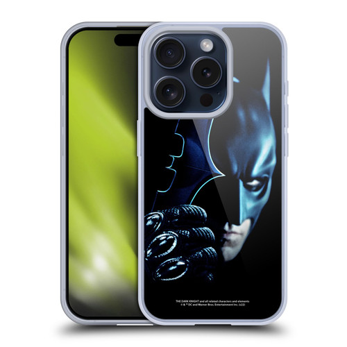 The Dark Knight Key Art Batman Batarang Soft Gel Case for Apple iPhone 15 Pro