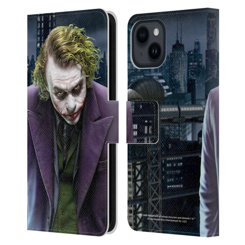 The Dark Knight Character Art Joker Leather Book Wallet Case Cover For Apple iPhone 15