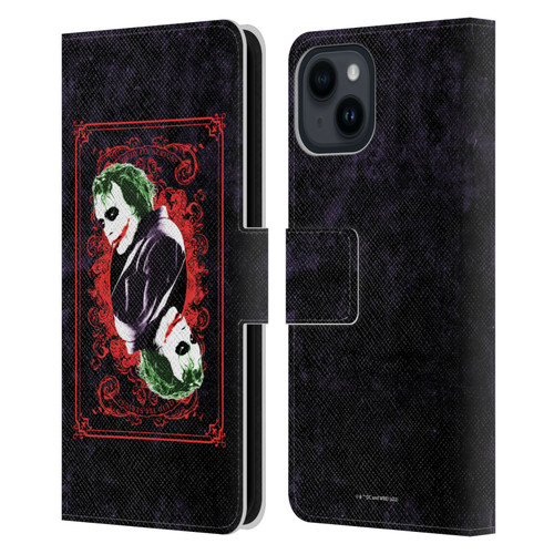The Dark Knight Graphics Joker Card Leather Book Wallet Case Cover For Apple iPhone 15