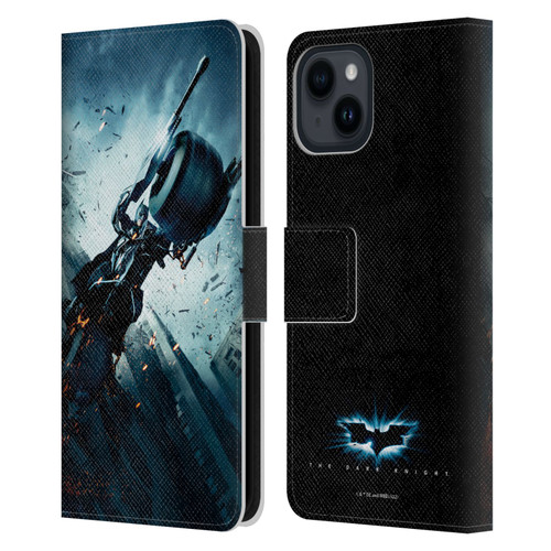 The Dark Knight Key Art Batman Batpod Leather Book Wallet Case Cover For Apple iPhone 15