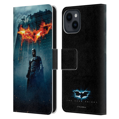 The Dark Knight Key Art Batman Poster Leather Book Wallet Case Cover For Apple iPhone 15