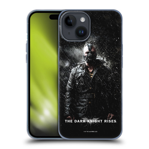 The Dark Knight Rises Key Art Bane Rain Poster Soft Gel Case for Apple iPhone 15