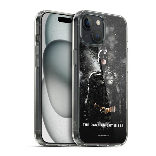 The Dark Knight Rises Key Art Batman Rain Poster Soft Gel Case for Apple iPhone 15 & MagSafe