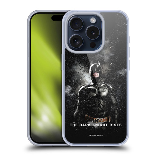 The Dark Knight Rises Key Art Batman Rain Poster Soft Gel Case for Apple iPhone 15 Pro
