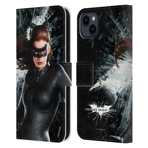 The Dark Knight Rises Character Art Catwoman Leather Book Wallet Case Cover For Apple iPhone 15 Plus