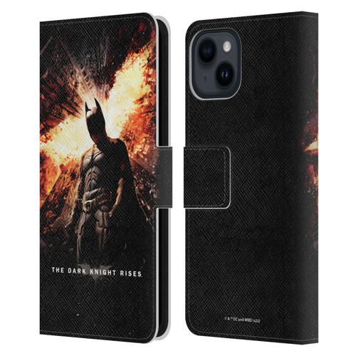 The Dark Knight Rises Key Art Batman Poster Leather Book Wallet Case Cover For Apple iPhone 15