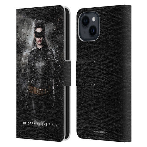 The Dark Knight Rises Key Art Catwoman Rain Poster Leather Book Wallet Case Cover For Apple iPhone 15