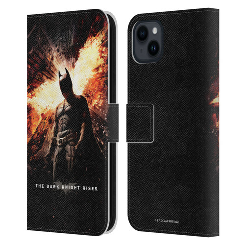 The Dark Knight Rises Key Art Batman Poster Leather Book Wallet Case Cover For Apple iPhone 15 Plus